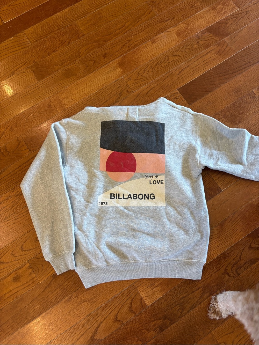 Billabong Light Gray Crewneck Sweatshirt with Red & Black Graphic